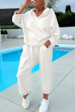 Apricot Sportwear Hooded Long Sleeve Sweatshirt and Sweatpants Fall Winter Two Pieces Sweatsuit Sets