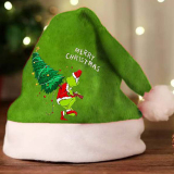 Green Black Casual Christmas Print Patchwork Double-sided Plush Contrast Hat