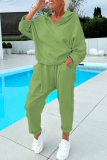 Apricot Sportwear Hooded Long Sleeve Sweatshirt and Sweatpants Fall Winter Two Pieces Sweatsuit Sets