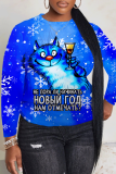 Red White Christmas Casual Animal Letter Print Draw String Hooded Collar Long Sleeve Fall Winter Sweatshirts Tops
