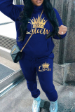 Grey Sportwear Casual Letter Print Hooded Long Sleeve Sweatshirt and Sweatpants Fall Winter Two Pieces Sweatsuits Sets