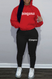 White Blue Sportwear Letter Print Hooded Long Sleeve Sweatshirt and Sweatpants Fall Winter Two Pieces Sweatsuits Sets