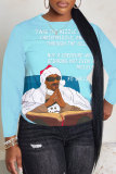 White Red Christmas Party Casual Letter Santa Print Round Neck Long Sleeve Fall Winter Sweatshirts Tops