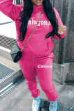 Grey Sportwear Casual Letter Print Hooded Long Sleeve Sweatshirt and Sweatpants Fall Winter Two Pieces Sweatsuits Sets