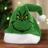 Green Black Casual Christmas Print Patchwork Double-sided Plush Contrast Hat