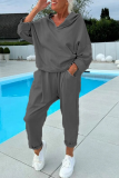 Apricot Sportwear Hooded Long Sleeve Sweatshirt and Sweatpants Fall Winter Two Pieces Sweatsuit Sets