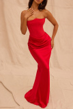 Black Sleeveless Off Shoulder Strapless Backless Formal Floor Length Formal Party Ruched Bodycon Prom Maxi Satin Dress