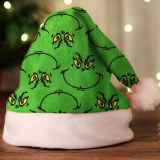 Green Black Casual Christmas Print Patchwork Double-sided Plush Contrast Hat
