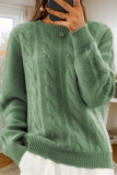Lake Blue Casual Round Neck Long Sleeve Fall Winter Knitted Sweater Tops