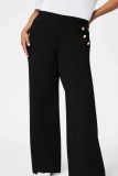 Khaki Casual Button up High Waist Straight Leg Trousers Pants