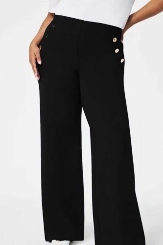 Khaki Casual Button up High Waist Straight Leg Trousers Pants