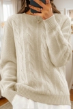 Lake Blue Casual Round Neck Long Sleeve Fall Winter Knitted Sweater Tops