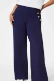 Khaki Casual Button up High Waist Straight Leg Trousers Pants