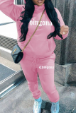Grey Sportwear Casual Letter Print Hooded Long Sleeve Sweatshirt and Sweatpants Fall Winter Two Pieces Sweatsuits Sets