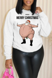 Black Apricot Christmas Casual Letter Santa Claus Print Round Neck Long Sleeve Fall Winter Sweatshirts Tops