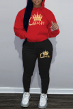 White Blue Sportwear Letter Print Hooded Long Sleeve Sweatshirt and Sweatpants Fall Winter Two Pieces Sweatsuits Sets