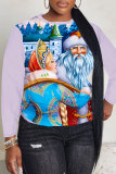 White Red Christmas Party Casual Letter Santa Print Round Neck Long Sleeve Fall Winter Sweatshirts Tops