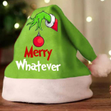 Green Black Casual Christmas Print Patchwork Double-sided Plush Contrast Hat