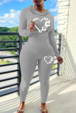 Black Skinny Sportwear Casual Heart Butterfly Print Hooded Long Sleeve Sweatshirt and Sweatpants Fall Winter Two Pieces Sweatsuits Sets