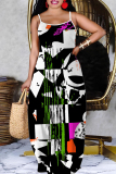 Blue Graphic Floral Print Sleeveless Backless Spaghetti Strap Floor Length Casaul Outing Vacation Maxi Slip Dress