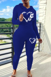 Black Skinny Sportwear Casual Heart Butterfly Print Hooded Long Sleeve Sweatshirt and Sweatpants Fall Winter Two Pieces Sweatsuits Sets