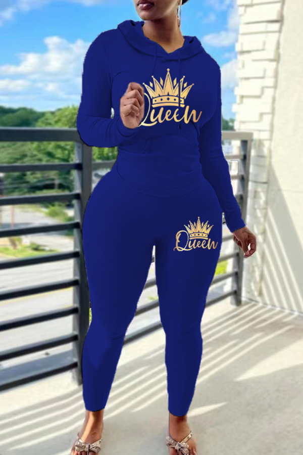 Black Skinny Sportwear Casual Letter Print Hooded Long Sleeve Sweatshirt and Sweatpants Fall Winter Two Pieces Sweatsuits Sets