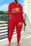 Black Skinny Sportwear Casual Letter Print Hooded Long Sleeve Sweatshirt and Sweatpants Fall Winter Two Pieces Sweatsuits Sets