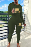 Black Skinny Sportwear Casual Letter Print Hooded Long Sleeve Sweatshirt and Sweatpants Fall Winter Two Pieces Sweatsuits Sets