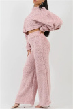 White Lamb Wool Casual Loungewear Half A Turtleneck Long Sleeve Tops and Wide Leg Pants Fall Winter Two Pieces Sets