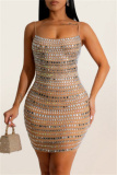 Black Sequins Bodycon Mini Slip Dress Sleeveless Hot Drilling Spaghetti Straps Night Out Sparkling Club Gown