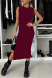 Black Casual Round Neck Long Lantern Batwing Sleeve Sweatshirts and Slit Vest Dress Fall Winter Two Pieces Sets