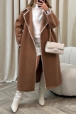 Black Loose Woolen Casual Cardigan Turndown Collar Fall Winter Long Coats Outerwear