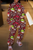 GreenChristmas Day Outfit Snowman Christmas Tree O Neck Long Sleeve Sweatshirt and Sweatpant Casual Outing Two Piece Pant Set