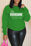 Black Casual Letter Print Round Neck Long Sleeve Fall Winter Sweatshirts Tops