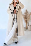 Black Loose Woolen Casual Cardigan Turndown Collar Fall Winter Long Coats Outerwear