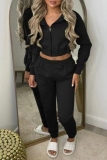 Grey Sportwear Casual Letter Print Hooded Zip up Long Sleeve Sweatshirt and Sweatpants Fall Winter Two Pieces Sweatsuits Sets