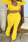 Black Casual Sportswear Zip-up Long Sleeve Jacket Cardigan and Flare Leg Pants Two Pieces Sweatsuits Sets