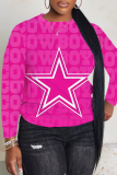 White Casual Cartoon Leaf Colorblock Print Round Neck Long Sleeve T-shirts Tops
