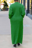 Green Casual Long Sleeve Fall Winter Long Knitted Sweater Cardigan Coats Outerwear