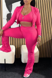 Black Casual Sportswear Zip-up Long Sleeve Jacket Cardigan and Flare Leg Pants Two Pieces Sweatsuits Sets