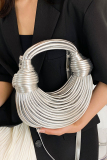 Golden PU Leather Weave Party Club Evening Outing Wrapped in Wires Crossbody Clutch Bags Handbags