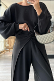 Off-white Casual Round Neck Backless Long Sleeve Sweatshirt and Straight Leg Sweatpants Fall Winter Two Pieces Sweatsuits Sets
