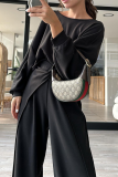 Off-white Casual Round Neck Backless Long Sleeve Sweatshirt and Straight Leg Sweatpants Fall Winter Two Pieces Sweatsuits Sets