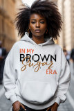 Black Silver Casual Letter Print Draw String Hooded Collar Long Sleeve Fall Winter Sweatshirts Tops