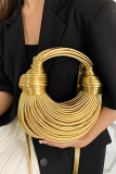 Golden PU Leather Weave Party Club Evening Outing Wrapped in Wires Crossbody Clutch Bags Handbags