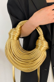 Golden PU Leather Weave Party Club Evening Outing Wrapped in Wires Crossbody Clutch Bags Handbags
