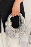 Golden PU Leather Weave Party Club Evening Outing Wrapped in Wires Crossbody Clutch Bags Handbags