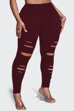 Black Casual Plus Size Ripped Tight Trousers For Fat Girls Skinny Pants