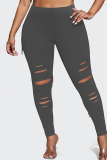 Black Casual Plus Size Ripped Tight Trousers For Fat Girls Skinny Pants
