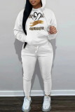 Black Sportwear Casual Letter Butterfly Crown Print Hooded Long Sleeve Sweatshirt and Sweatpants Fall Winter Two Pieces Sweatsuits Sets